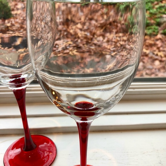4 Ruby Red Vtg LUMINARC Stemware Goblets 2 WATER and 2 WINE Holiday! MINT - Picture 6 of 8